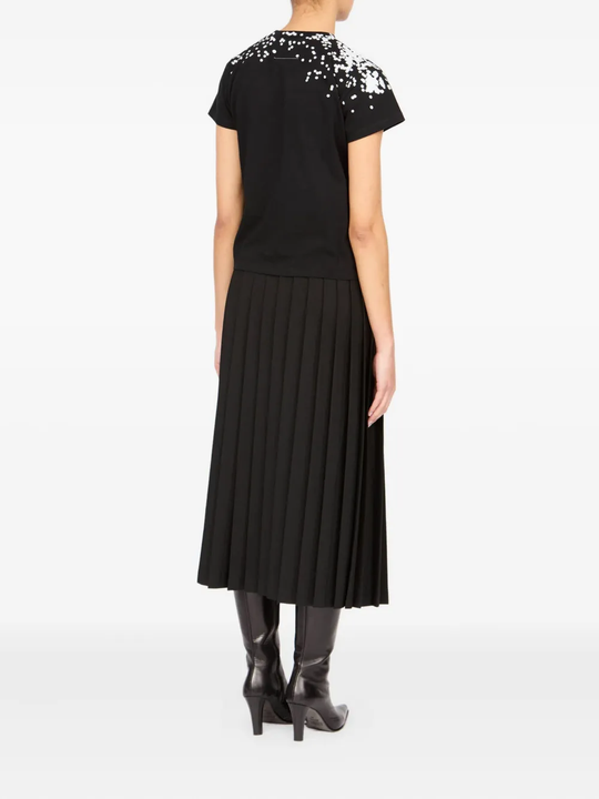 Black t-shirt. full body view