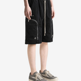 Black shorts, full body view