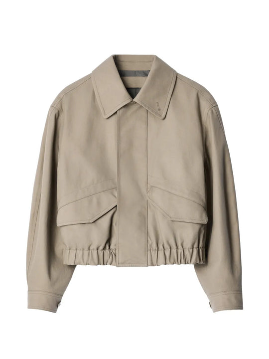 Tan jacket, front view