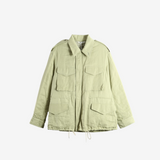 AURALEE - Women Brushed Silk Linen Satin Padded Military Blouson