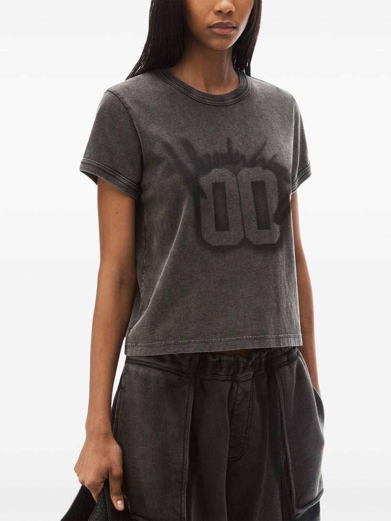 ALEXANDER WANG - Women Shrunken Ringer Tee W/ AW 00 Graphic