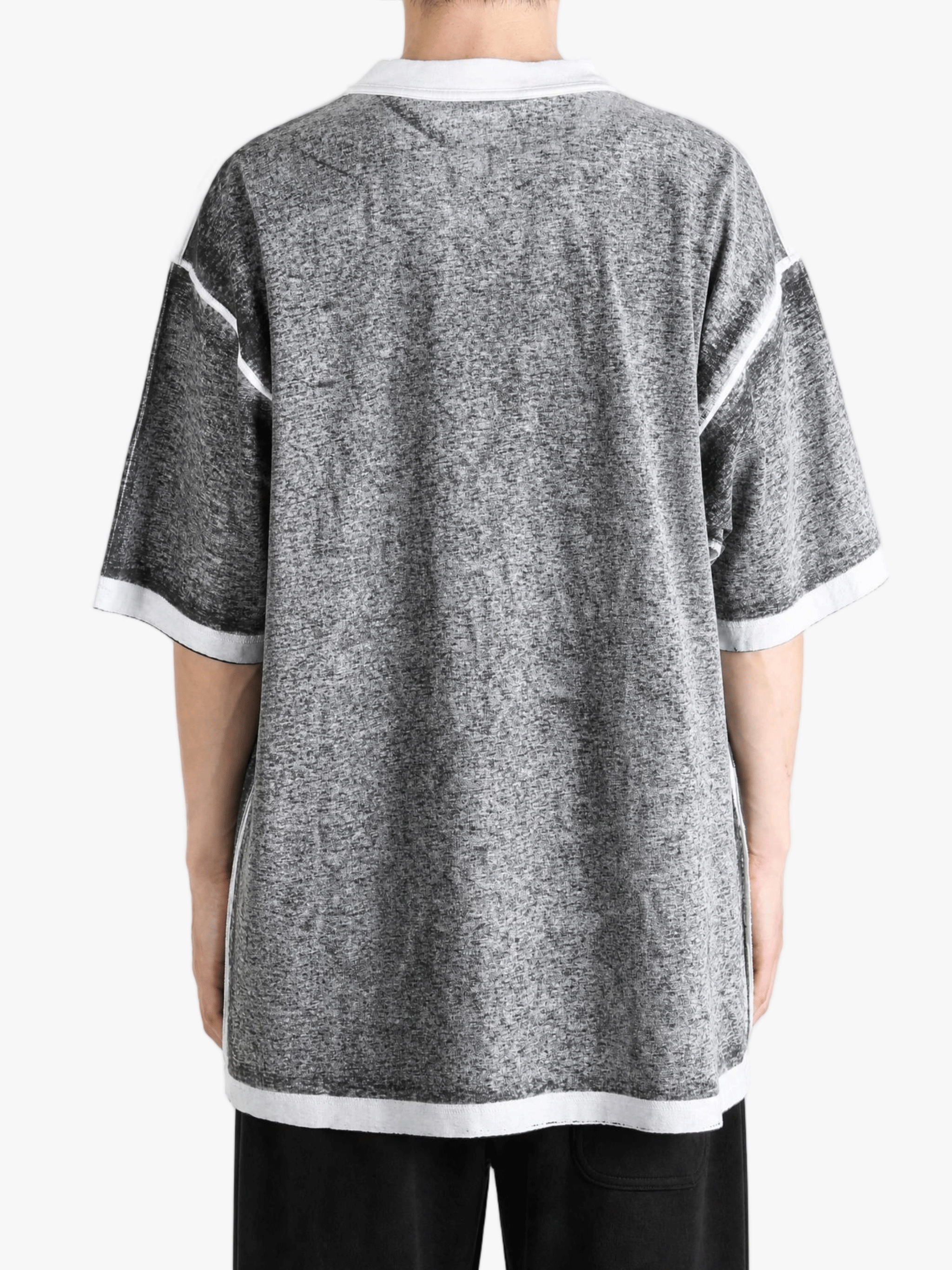 Grey t-shirt, full body view