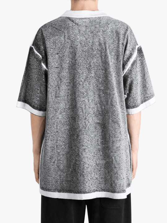 Grey t-shirt, full body view