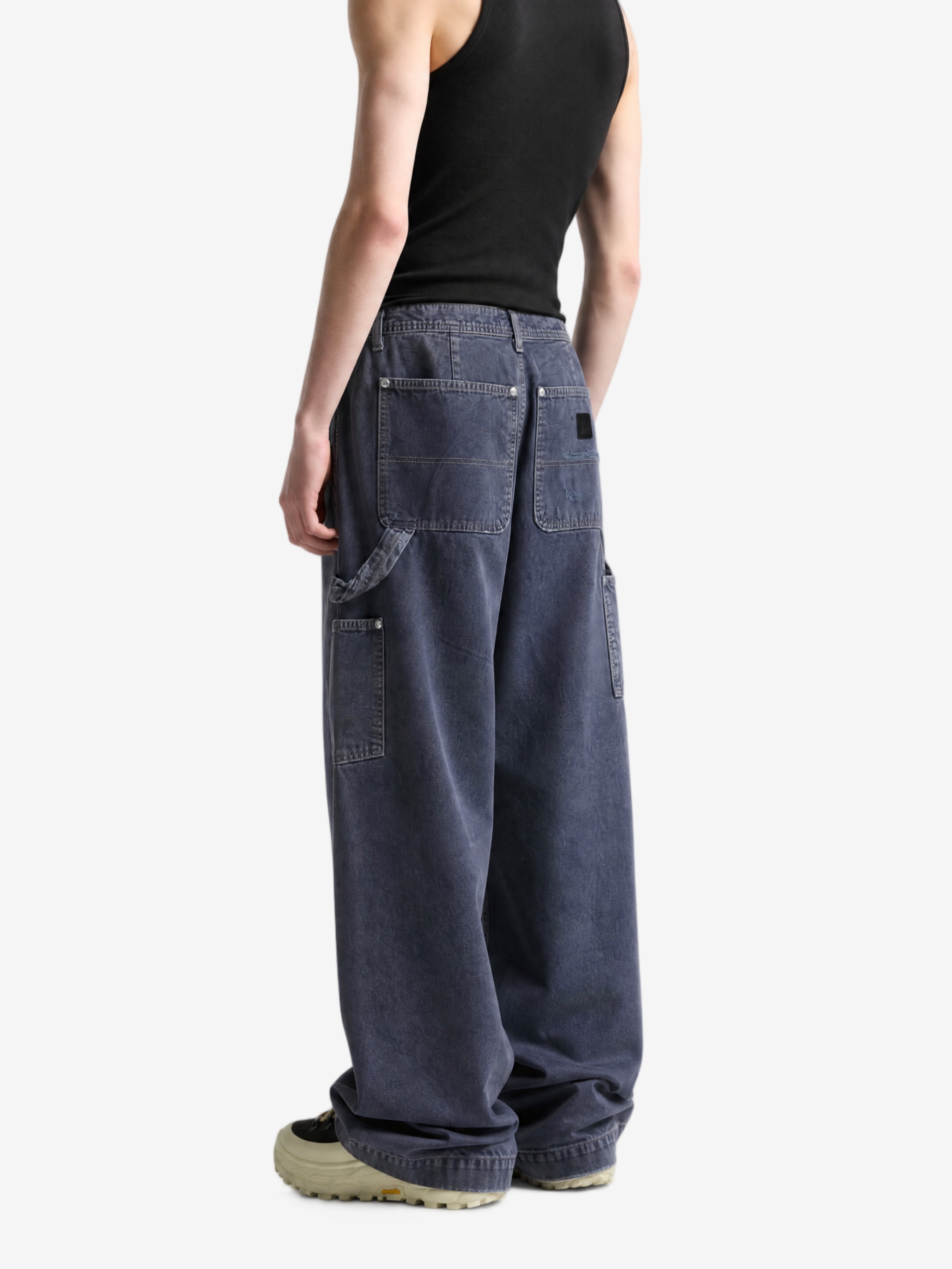 Grey pants, full body view