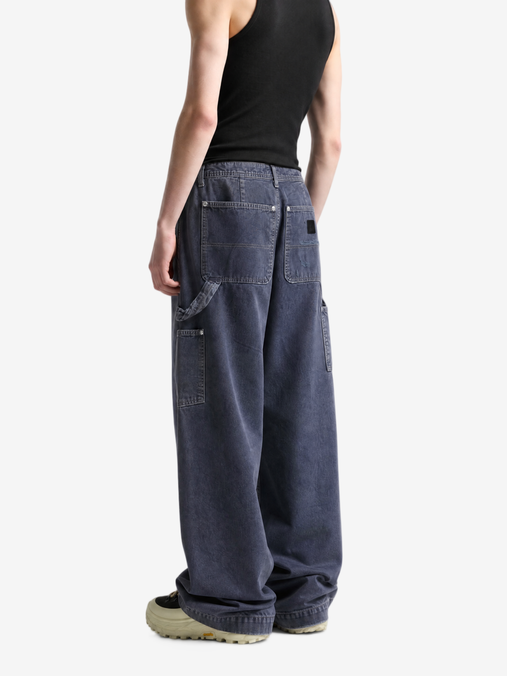 Grey pants, full body view