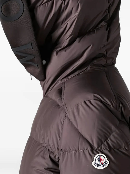 Close up of Brown jacket, showing texture of the 100% polyester fabric