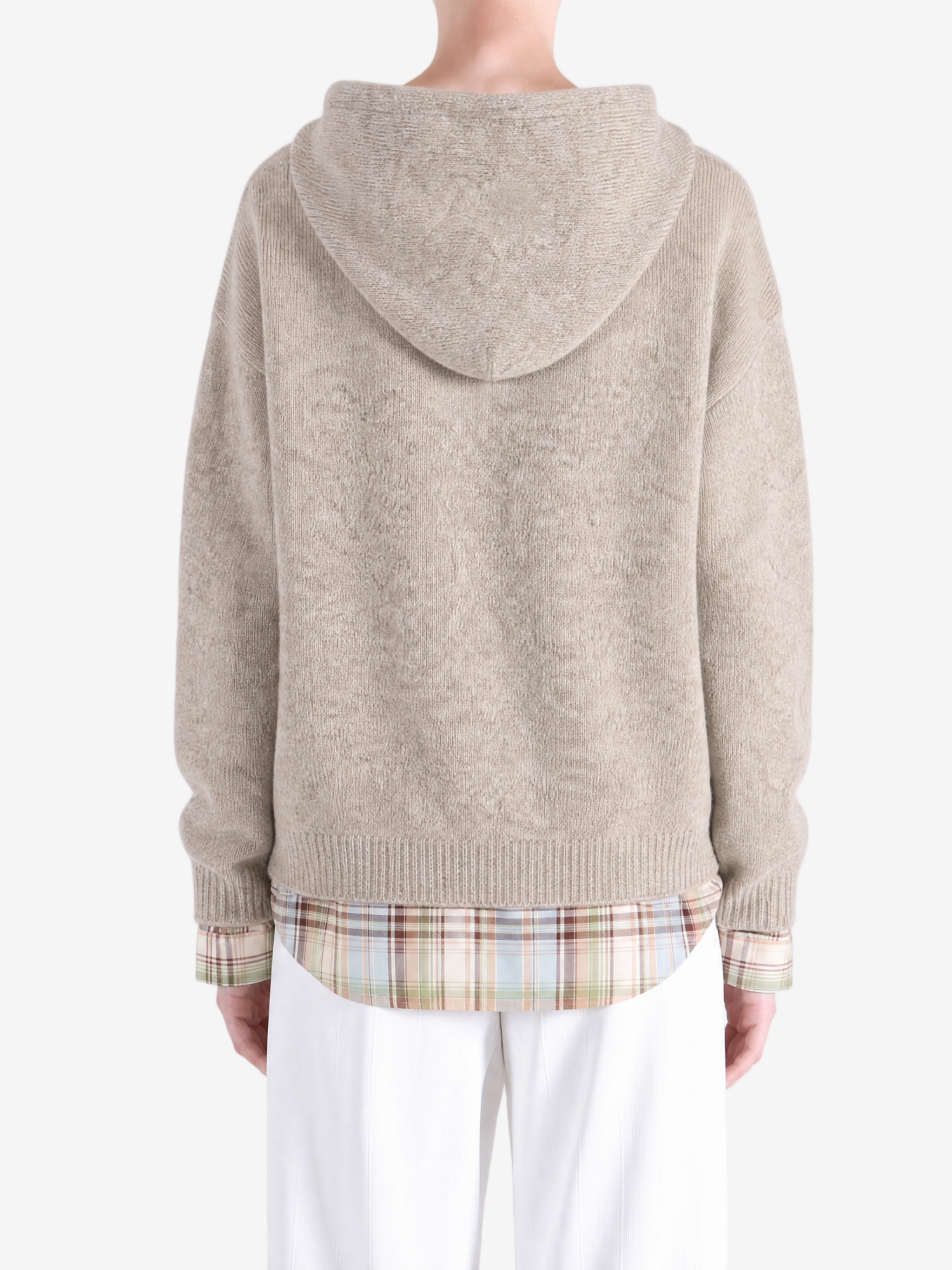 Tan knitwear, full body view