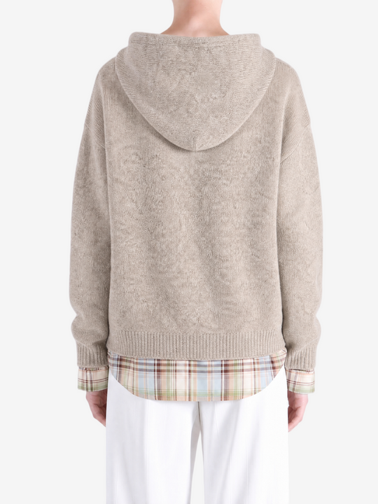 Tan knitwear, full body view