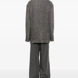 Grey blazer, full body view