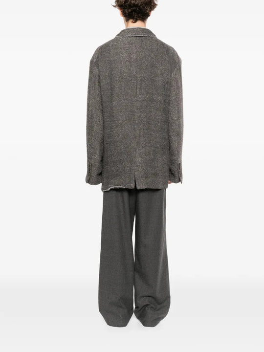 Grey blazer, full body view