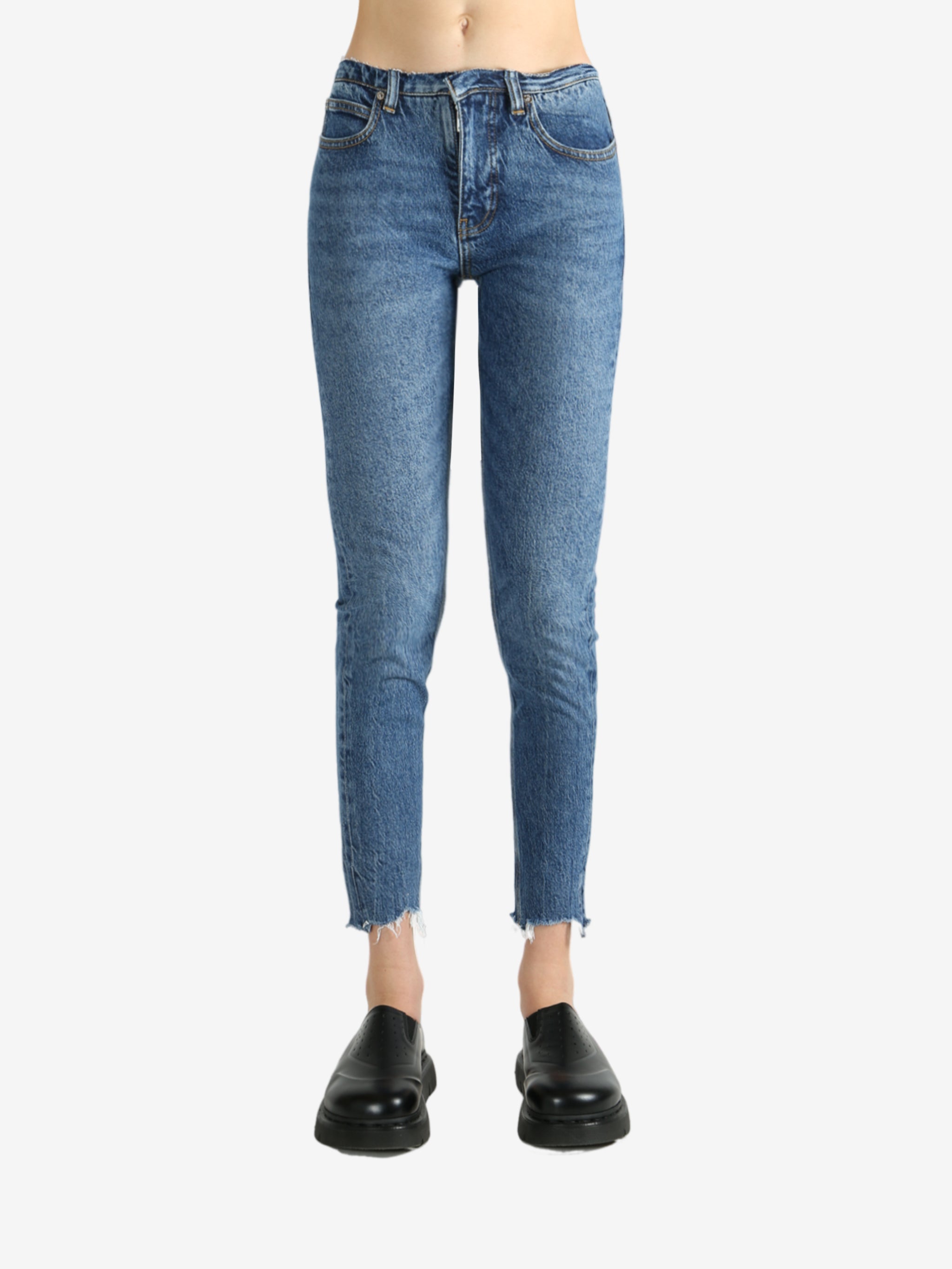 ALEXANDER WANG - Women Frayed Waistband Low Rise Skinny Jean