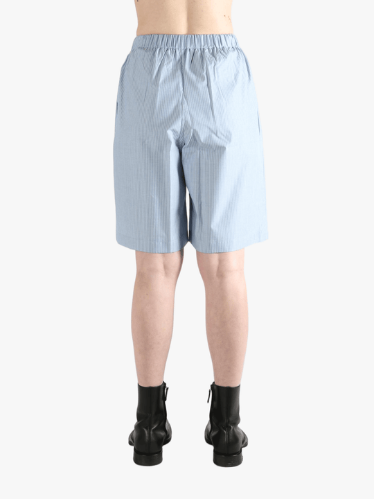 Blue shorts worn by a person, showing the shorts' fit