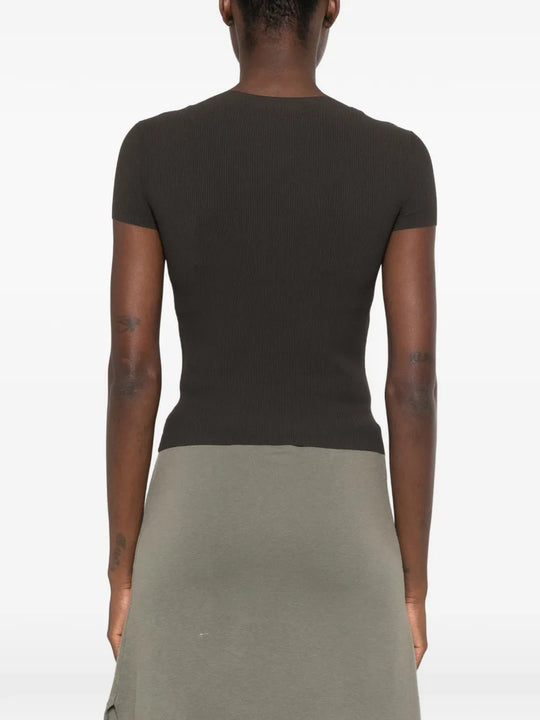 Black t-shirt, full body view