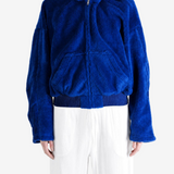 Blue jacket, full body view