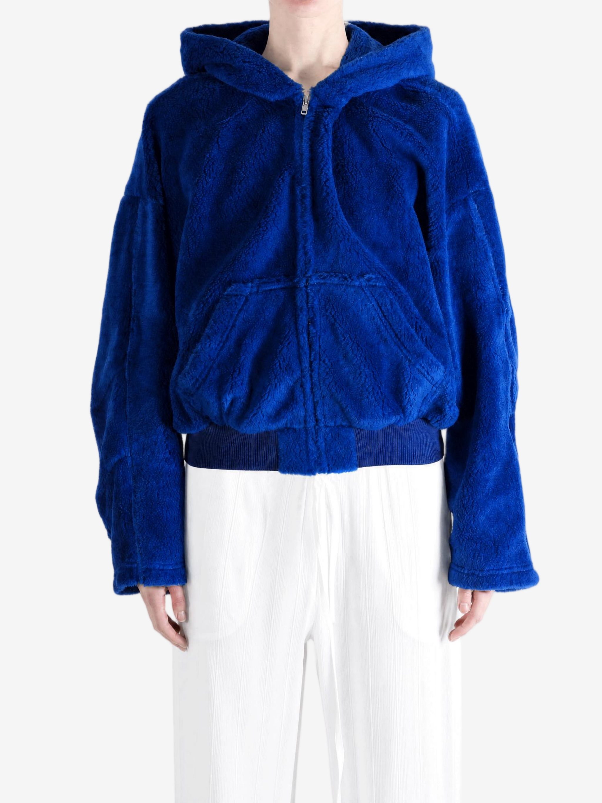 Blue jacket, full body view