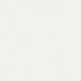 Close up of white t-shirt, showing texture of the Polyester and Elasterell-P fabric