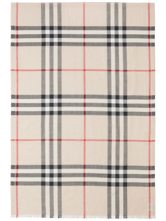 Close up of tan scarf , showing texture of the Wool and Silk fabric