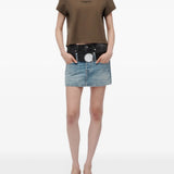Brown t-shirt, full body view