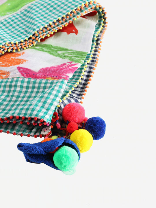 Close up of white scarf, showing texture of the Cotton and  Silk fabric