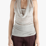 Grey top worn by a person, showing the top fit