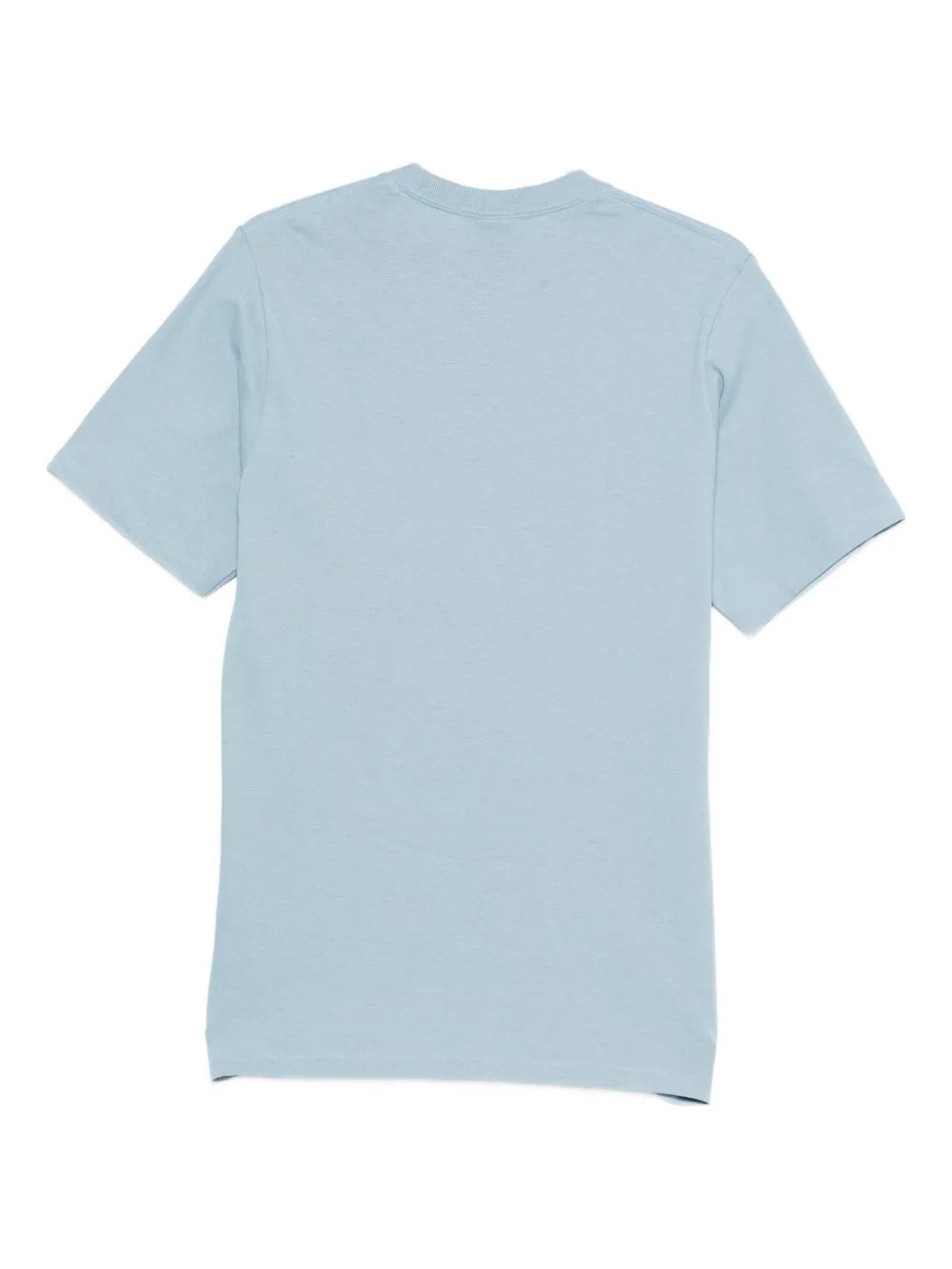 Blue t-shirt, back view showing relaxed fit