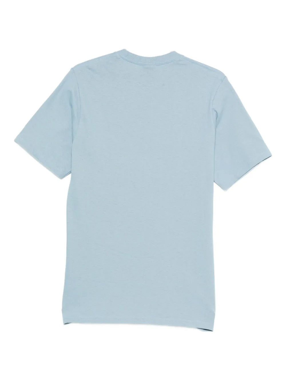 Blue t-shirt, back view showing relaxed fit