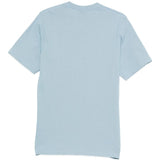 Blue t-shirt, back view showing relaxed fit