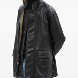 AURALEE - Men Rvrsble Wool Twisted Twill Sheep Leather Hlf Coat