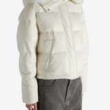 White jacket worn by a person, showing the jacket's fit