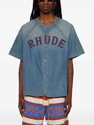 RHUDE Men Baseball Denim Shirt
