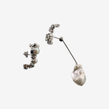 White earrings, front view