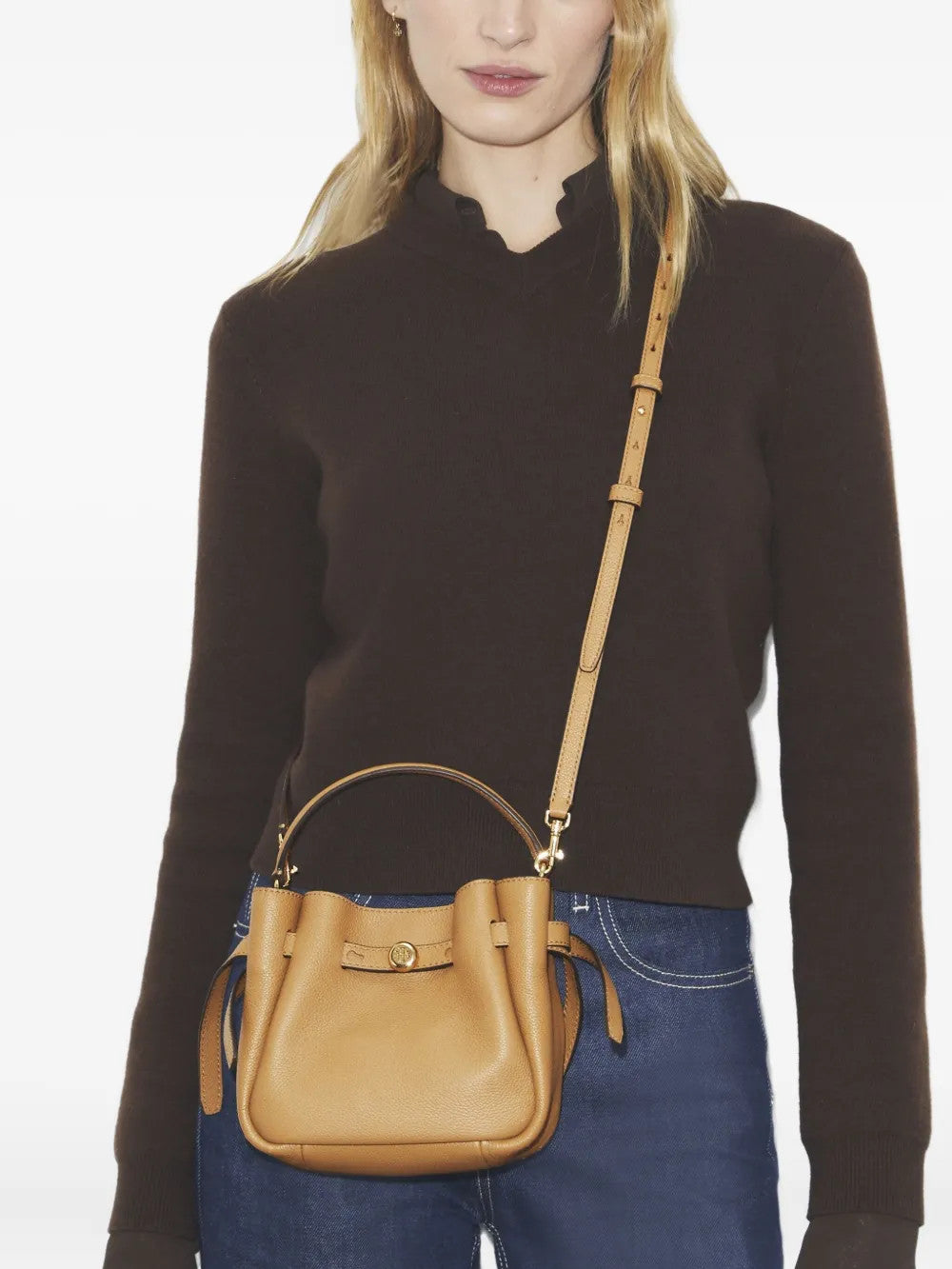 Tan bag, front view