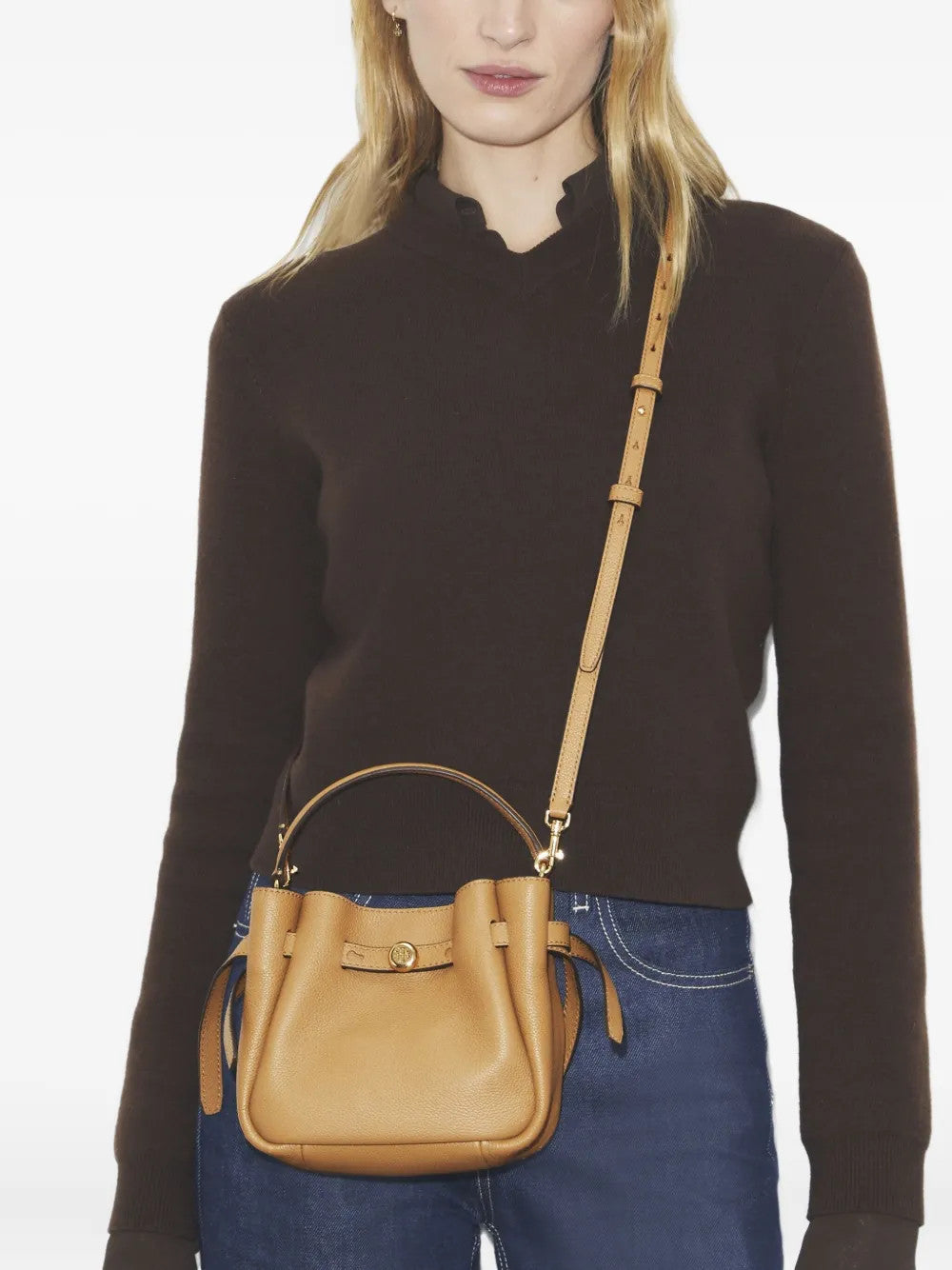 Tan bag, front view