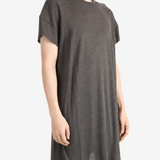 Grey t-shirt, full body view