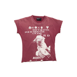 Burgundy t-shirt, front view