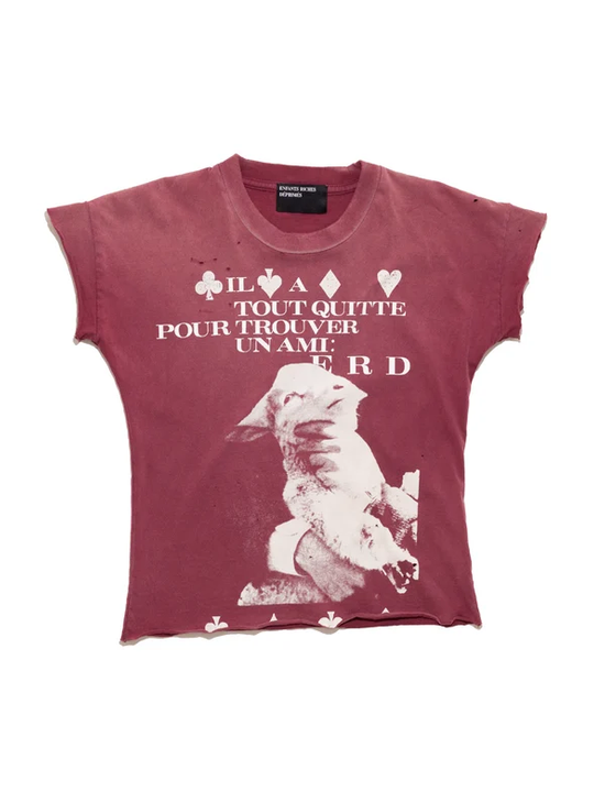 Burgundy t-shirt, front view