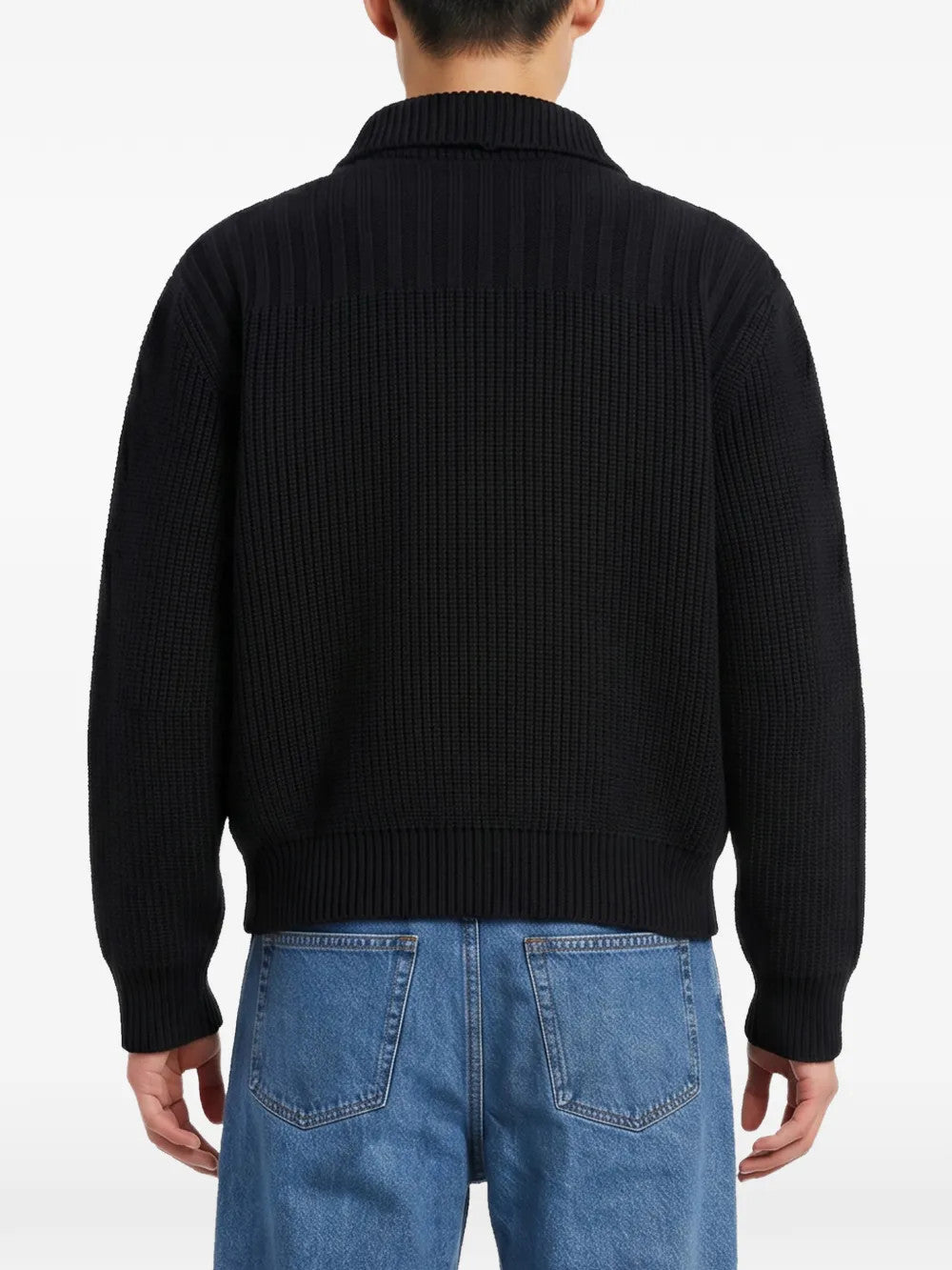 Black knitwear, full body view