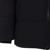 Close up of Black jacket, showing texture of the 100% nylon fabric