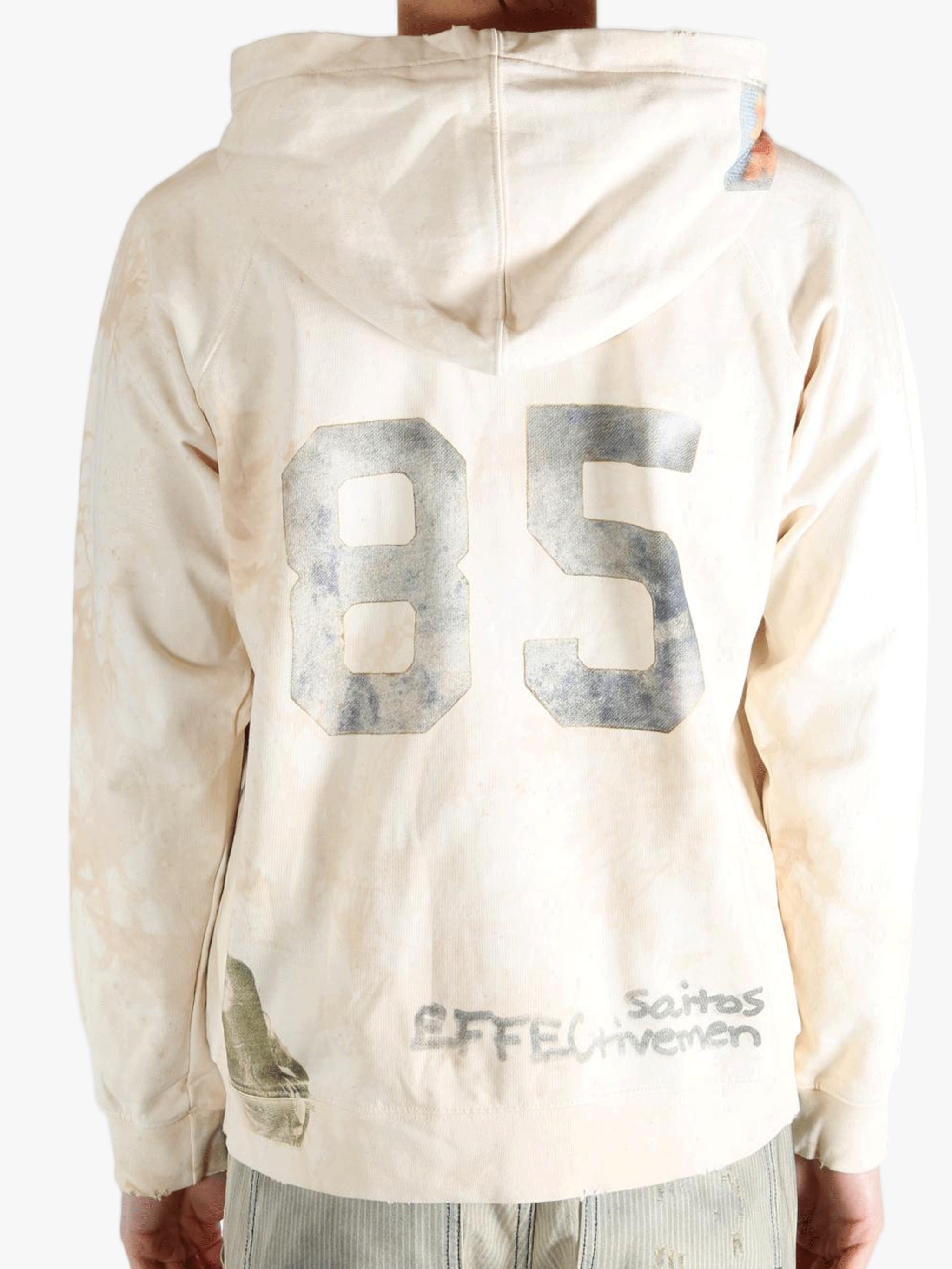 Tan hoodies worn by a person, showing the hoodies fit
