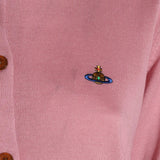 Close up of Pink knitwear, showing texture of the 100% wool fabric