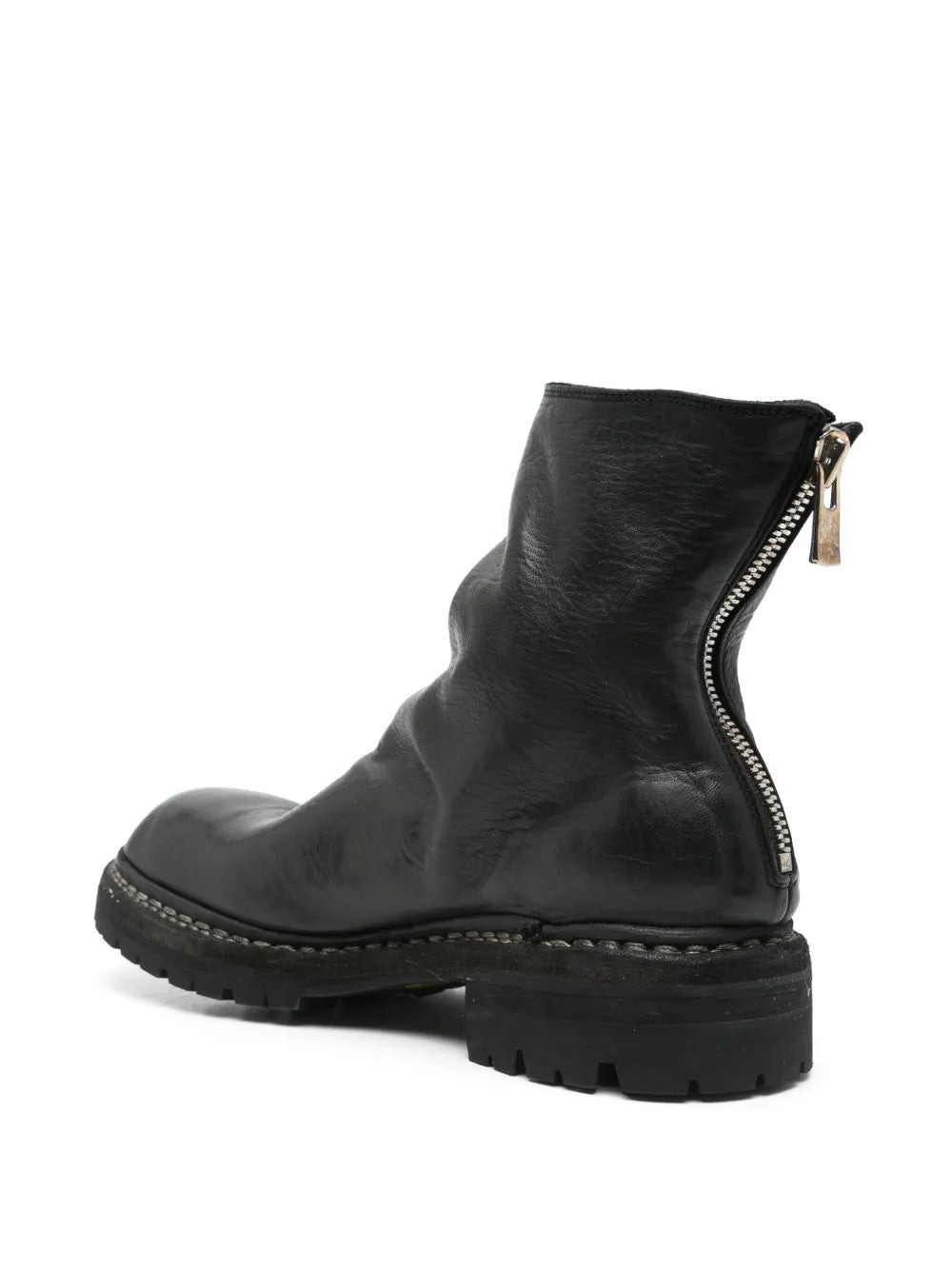 Black boots, back view