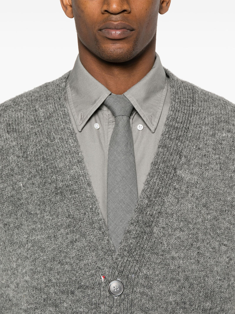 THOM BROWNE - Men Jersey Stitch Exaggerated Fit V Neck Cardigan