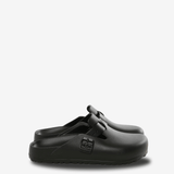 Black sandals, front view