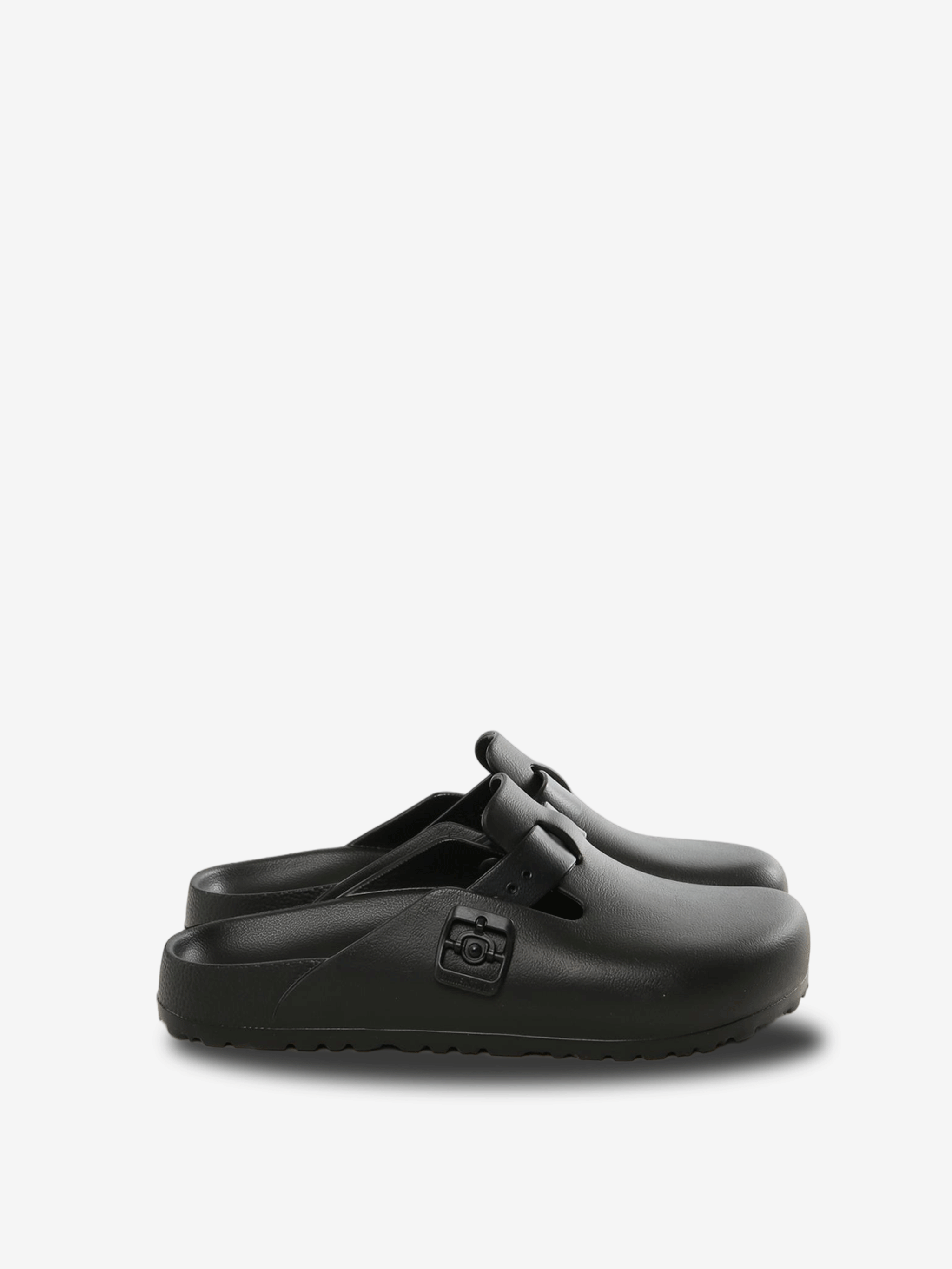 Black sandals, front view