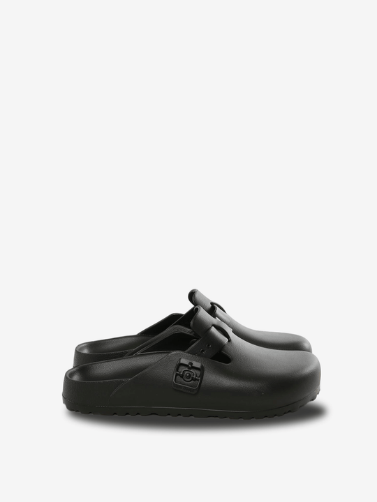 Black sandals, front view