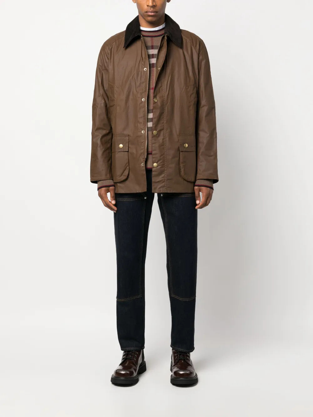 Brown jacket, full body view