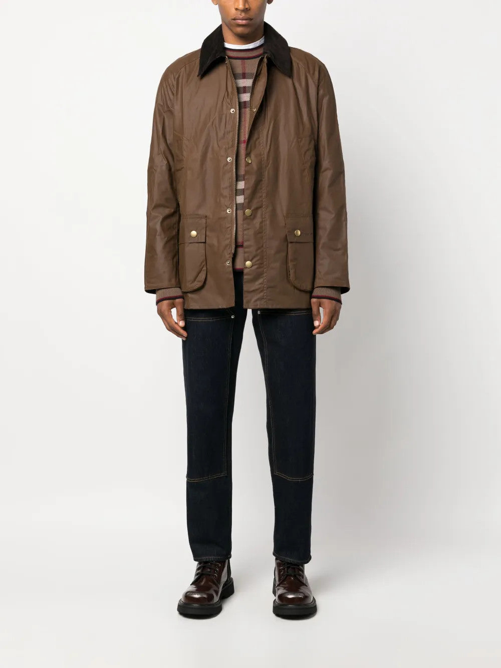 Brown jacket, full body view