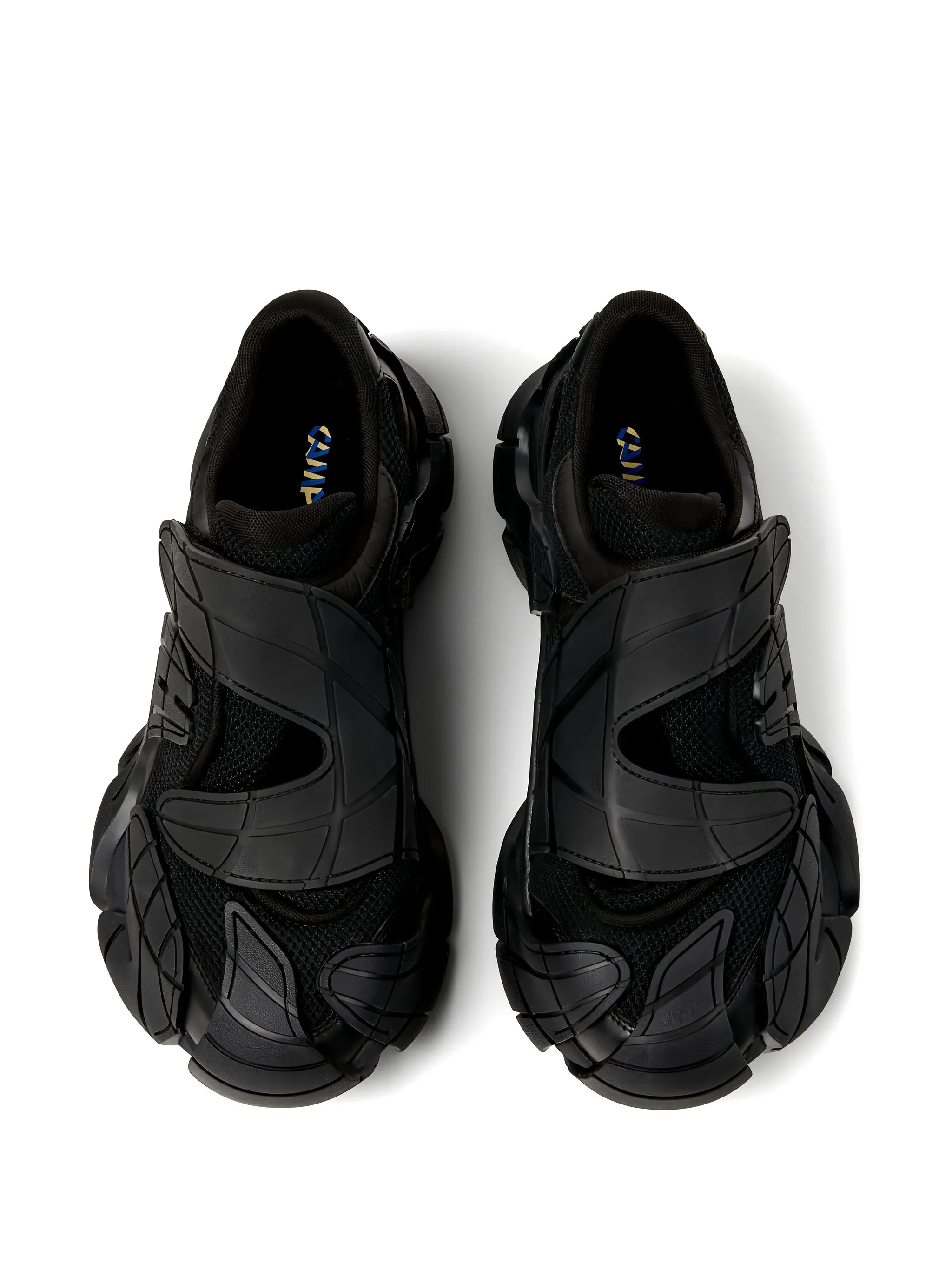 black sneakers, top view