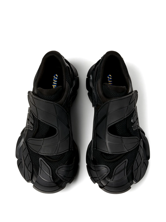 black sneakers, top view