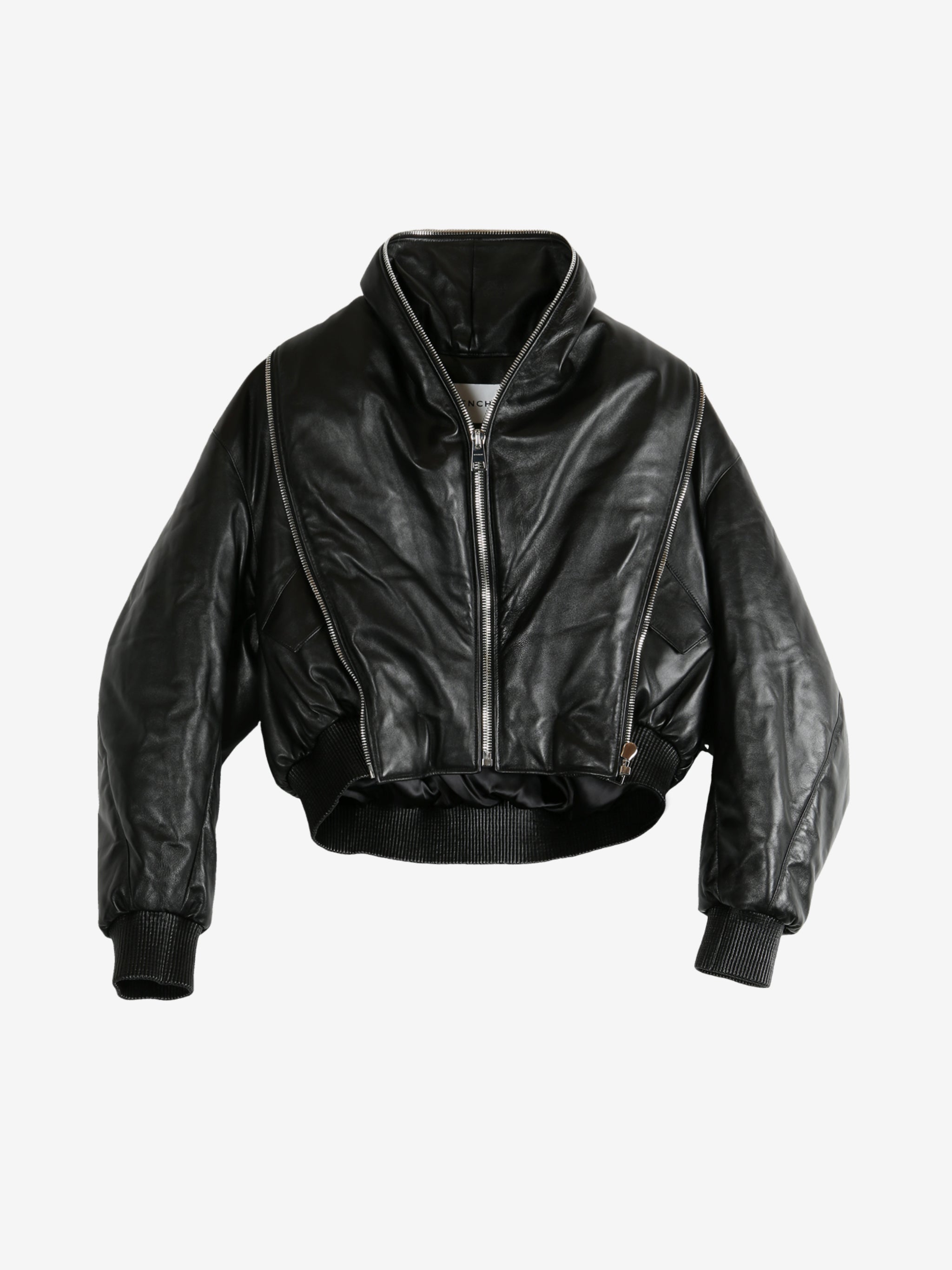GIVENCHY - Women Zipped Shawl Collar Leather Bomber Jacket